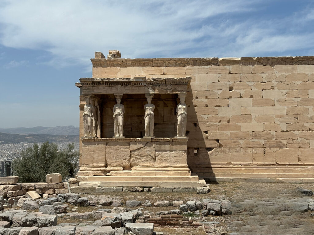 A photo of the porch of the maidens on the Acropolis, Greece