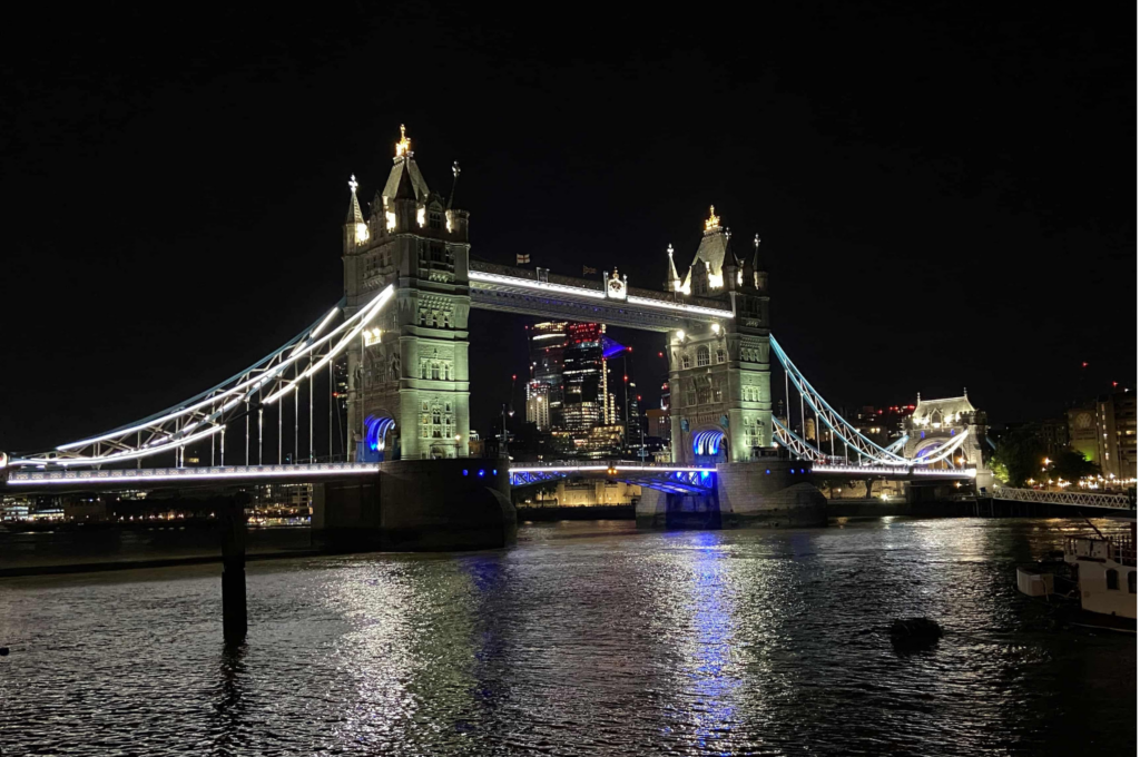 An image of the Tower Bridge at night