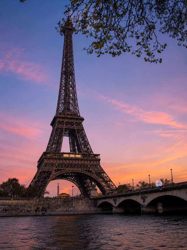 Eiffel Tower at Dusk from the Seine Paris France