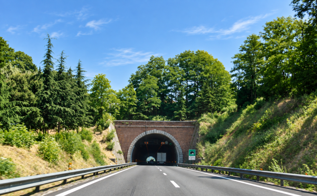 Italy road trip with a scenic tunnel